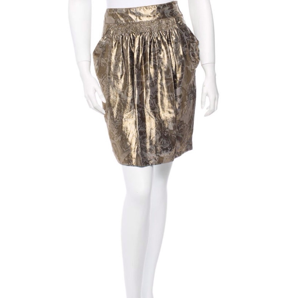 See By Chloe Gold Metallic Mini Skirt